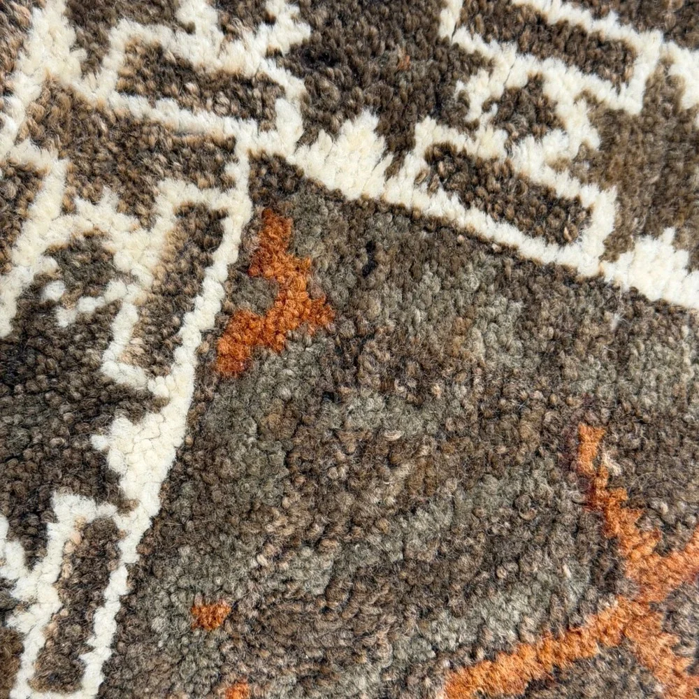 Antique Hand-Knotted Square Turkish Decorative Wool Rug Tribal Boho Rug 14x15 in